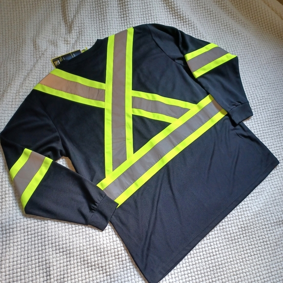 NWT Holmes Workwear Hi-Vis Long sleeve tshirt men's XL Black reflective - Picture 6 of 11